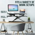 thumbnail image 2 of TechOrbits Standing Desk Converter - 37 Inch Adjustable Sit to Stand Up Desk Workstation, MDF Wood, Ergonomic Desk Riser with Keyboard Tray, Desktop Riser for Home Office Computer Laptop, White 37", 2 of 6