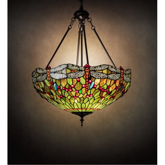 22" Wide Tiffany Hanginghead Dragonfly Inverted Pendant