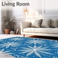 thumbnail image 2 of ODIKA 6'x9' Machine Washable Non-Slip Area Rug, Nordic Fir Branches and Starburst Ornaments Interlocking Winter Design High Traffic Rug, Blue, 617649, 2 of 7