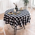 thumbnail image 4 of Plaid Round Checkered Cotton Linen Table Cover for Kitchen Dining Room Home Decor ( Round - 48 Inch, White & Black ), 4 of 5