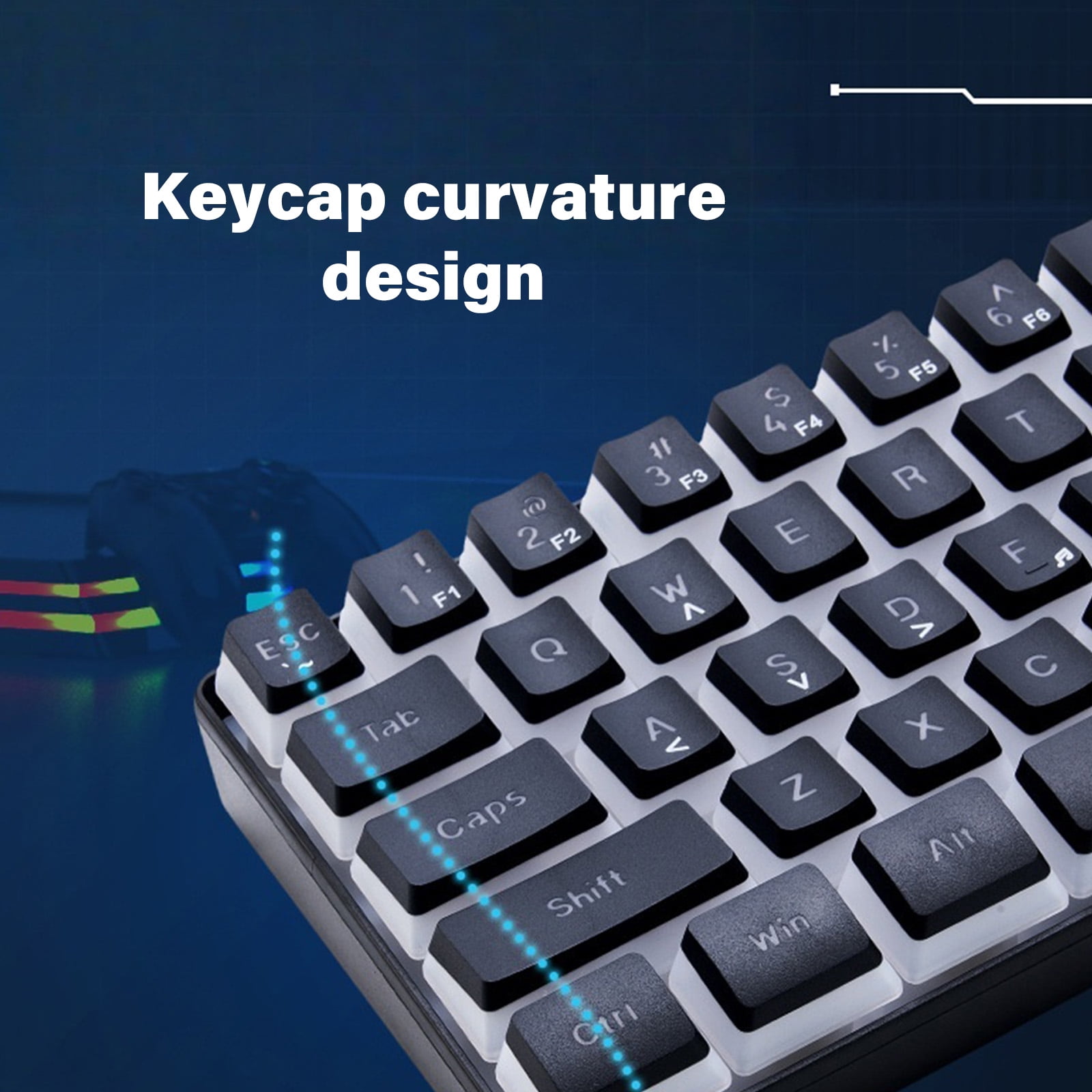 Corded Gaming Keyboard for LED Backlit Keycap Mechanical Keyboards 61 Keys Desktop Computer Keyboard