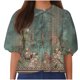 thumbnail image 1 of Fiudx Ofertas Flash Artículos En Oferta Top de Camiseta con Cuello Redondo y Manga Farol Plisada con Lazo para Mujer, 1 of 4