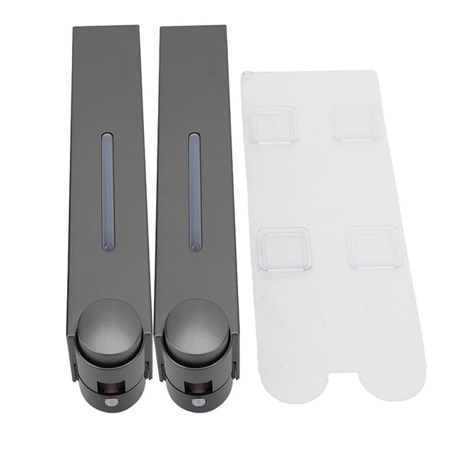 Wall Mounted Shampoo Dispenser, Plastic Wall Mounted Hand Dispenser Grey Press Type Punch Free Back Stick Type For Home For School 1 Cup,2 Cups,3 Cups