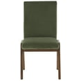 thumbnail image 2 of SAFAVIEH Couture Forrest Contemporary Velvet Solid Dining Chair, Olive Green/Walnut (Set of 2), 2 of 7