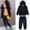 Black, variant on JIANJIA Toddler Girls Outfit Sets Autumn Winter Unisex Solid Sweatsuit Long Sleeve Warm Fleece Pullover Hooded Tops With Pants Pajamas Activewear