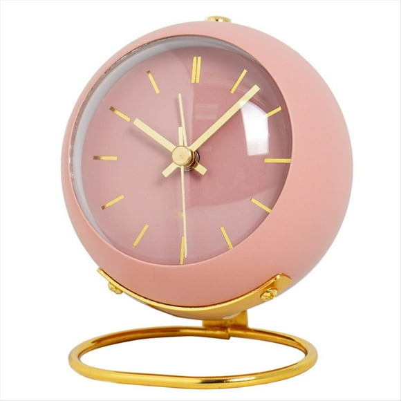 Relojes Despertadores, Retroiluminación Retro, Diseño Simple, Pequeño Reloj de Escritorio con Luz , Silencioso, Sin Tictac, con Pilas, Color Rosa