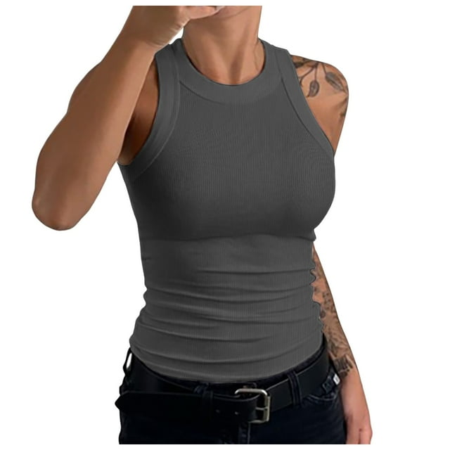 JFHHQ Débardeur Dos Nu à Bretelles pour Femmes Été Sortie Mode Sans Manches S GY2