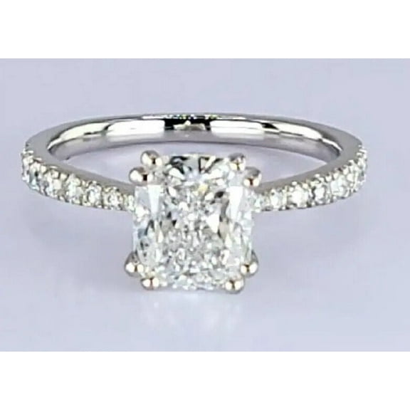 1Ct Lab Created Diamond Cushion Cut Women's Fancy Ring 14K White Gold Plated