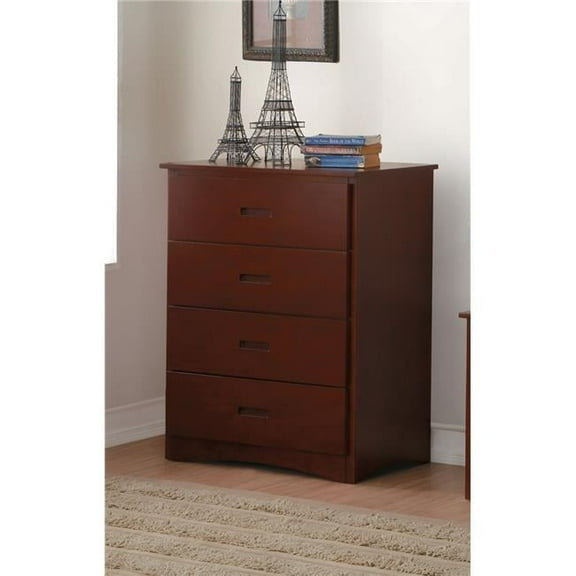 Home Elegance  Rowe Chest with 4 Drawers - Dark Cherry