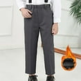 thumbnail image 2 of QUOTAY Boys Lined Boys Dress Pants for School Formal Wear Winter Warm Long Trousers Comfortable Stretch Fit Kids to Youth 4-17 Years 01_Grey,13-14 Years, 2 of 4