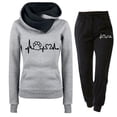 thumbnail image 2 of Gibobby Conjuntos de sudadera con bloques Sra. Qiu Dong con ritmo cardíaco estampado de mascotas traje deportivo de ocio sudaderas con capucha traje de pantal(Gris,XL), 2 of 3