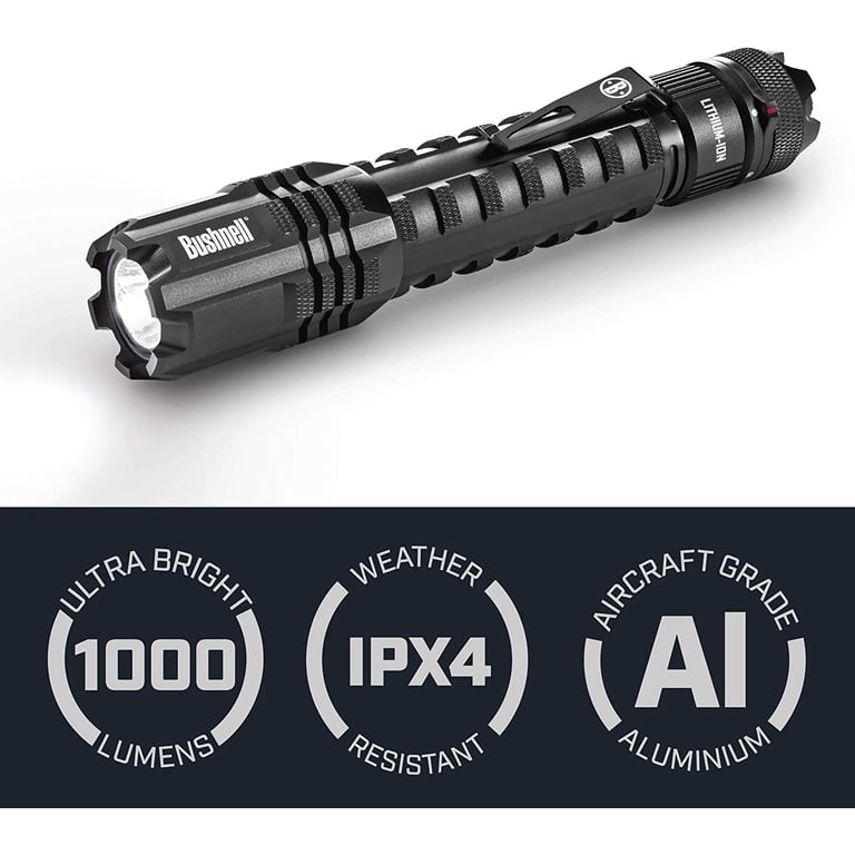 bushnell 20355 pro li ion 1300l rechargeable flashlight | 500L Rubicon Series | Compact, Bright, 1 Mode With its incredible 3300 lumens Bushnell Pro Li Ion Rechargeable
