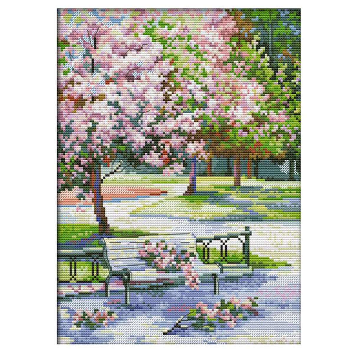 Kit Point De Croix Fleur Sur Voile De Coton 30x30cm - Taille 20cm, Neuf, Marque Générique
