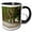 Black/White, variant on 3drose, Portugal, Ponte De Lima. Tree-lined Walkway Along the Lima River., 11oz Two-tone Green Mug