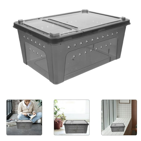 2pcs Reusable Reptile Case Reptile Snake Breeding Box Animal Feeding Container