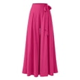 thumbnail image 4 of Cagogo Women's Wide Leg High Waisted Flowy Solid Boho Midi Pants Vacation Casual Palazzo Trousers Beach Summer Lounge Cropped Pants Fashion Beachwear, Hot Pink L, 4 of 7