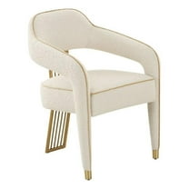 Maklaine Transitional Cream Boucle Textural Boucle Upholstered Dining Chair