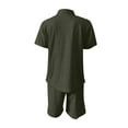 thumbnail image 4 of Honeeladyy Mens Short Sets 2 Piece Outfits Fashion Summer Tracksuits Casual Shirt and Shorts Set #Ed-Army Green-M, 4 of 5