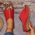 thumbnail image 7 of Fnooota Womens Comfort Sandals, Casual Holiday Open Toe Slip On Wedge Sandals Red Size 9.5, 7 of 7