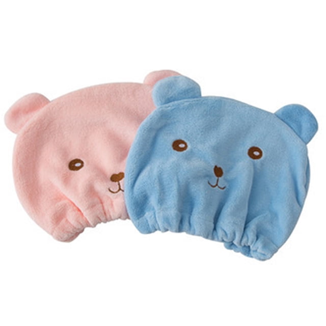 2 toallas para secar el cabello con forma de oso de dibujos animados, bonita toalla de baño de secado rápido