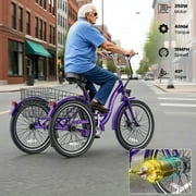 MOONCOOL 24/26 Electric Tricycle for Adults, 700W Peak Motor,7 Speeds Electric Trike w/ 36V 10.4Ah Removable lithium battery,3 Wheels Unisex Electric Bikes,16MPH,40Miles