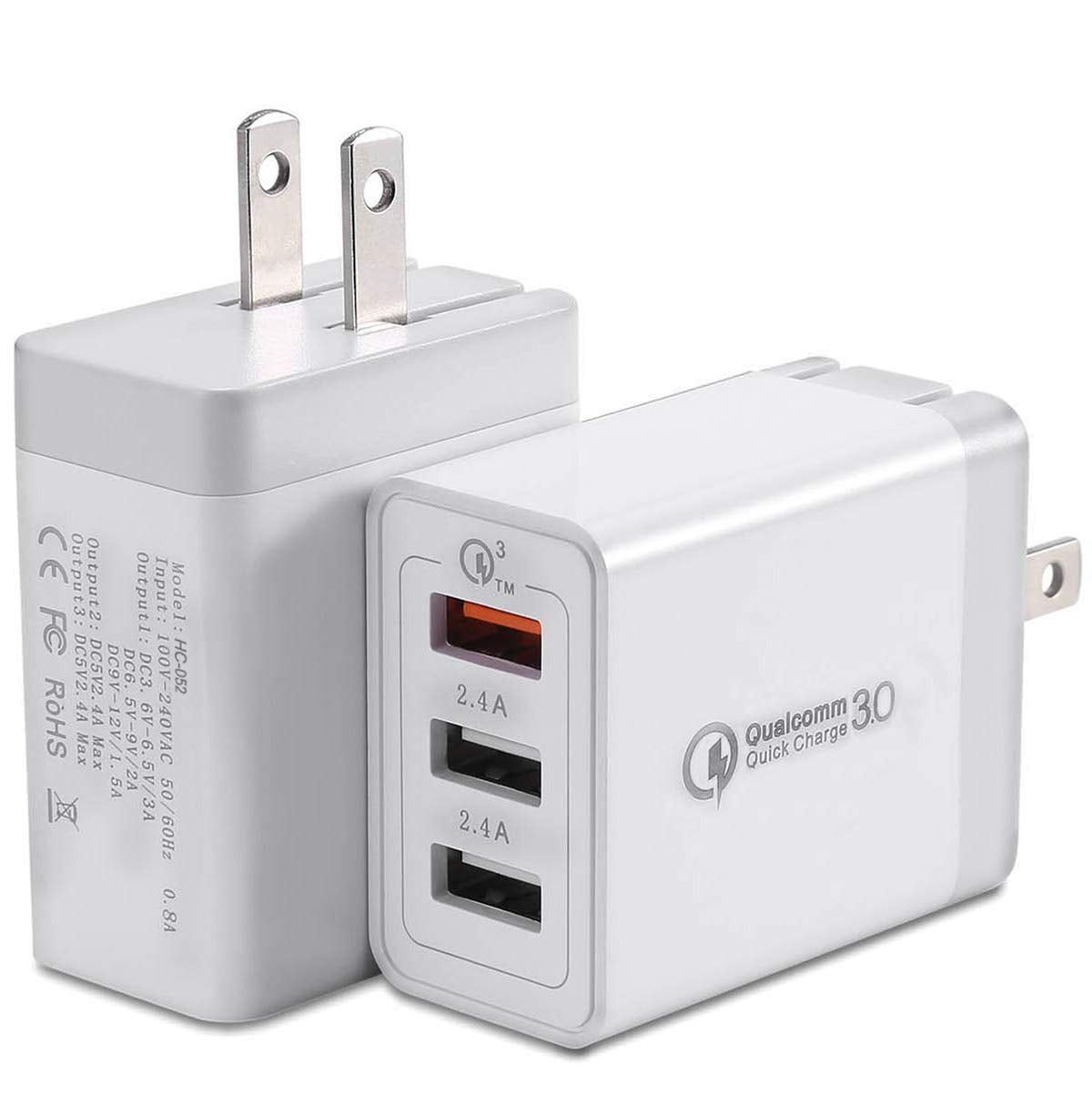 Reactionnx Quick Charge 3.0 Wall Charger, 30W Multi Port 3 USB Plug Adaptive Fast Charging Adapter for Samsung Galaxy S10S9S8Plus S7S6Edge Reactionnx Quick Charge 3.0 Wall Charger, 30W Multi Port 3 USB Plug Adaptive Fast Charging Adapter for Samsung Galaxy S10S9S8Plus S7S6Edge