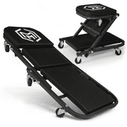 Magshion 2-in-1 36" Folding Creeper Automotive and Z Creeper, 330 lbs Capacity Mechanic Creeper Seat, Low Profile Creeper with Adjustable Positions, Black
