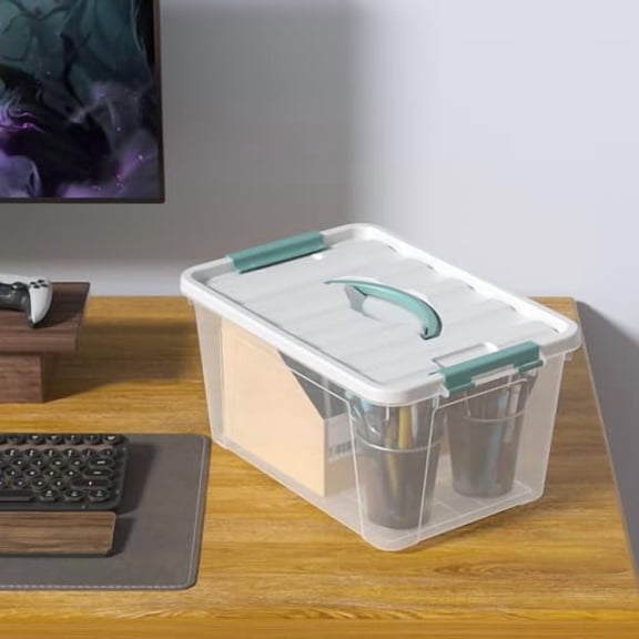 14 Quart Clear Storage Boxes with Handles, Plastic Latching Bins with Lids, 6 Packs