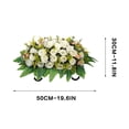 thumbnail image 3 of Roiihwy Memorial Day Decor Artificial Satin Saddle Flower, Tombstone Decoration, Cemetery Grave Memorial Flower, 23.6in White, 3 of 7