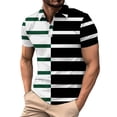 thumbnail image 2 of Today Sales BiZtdJrK Workout Golf Tops for Men 2025 Summer Casual Button Up Polos Shirts Fashion Stripe Lapel Short Sleeve T-Shirt Vacation Outfits White L, 2 of 5