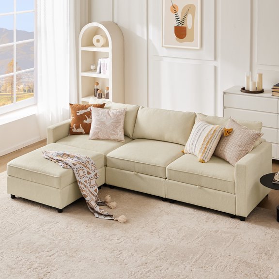 GIANNA Modular Sectional Sofa, 4 Seat Sofa Set with Storage for Living Room, L-Shaped Modern Sofa Sleeper, Comfy Sofa Couch with Extra Deep Seats for Lounge