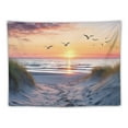 thumbnail image 5 of Chilfamy  Ocean Beach Tapestry Wall Hanging, Sunset Seabird and Beach with Grass Wall Hanging Tapestry Natural Landscape Tapestry for Bedroom Living Room Dorm Decoration Wall Decor 40x30inch, 5 of 6