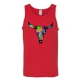 thumbnail image 2 of Wild Bobby, Colorful Rainbow Cow Bull Skull Animal Lover Mens Graphic Tank Top, Red, 2XL, 2 of 3