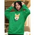thumbnail image 2 of Stay Cute Happy Corgi Dog Hoodie Women -Image by Shutterstock, Female x-Large, 2 of 4