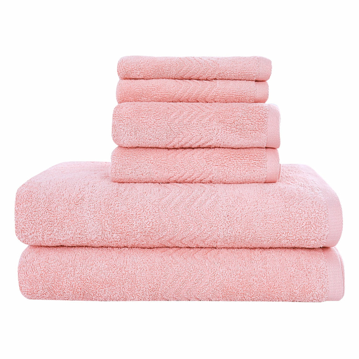 Unique Bargains Soft Absorbent Cotton Plush Bath Towel Set Collection Pink 6 Pieces