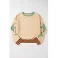 thumbnail image 3 of I AM A FASHION JUNKY Parchment Star Patchwork Exposed Seam Oversized Sweatshirt (Parchment, XL, 65%Polyester+35%Cotton), 3 of 8