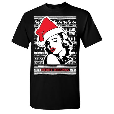 Marilyn Monroe Xmas Merry Christmas Marilyn Monroe Sexy Funny Ugly Sweater Men's T-shirt Black Small ()