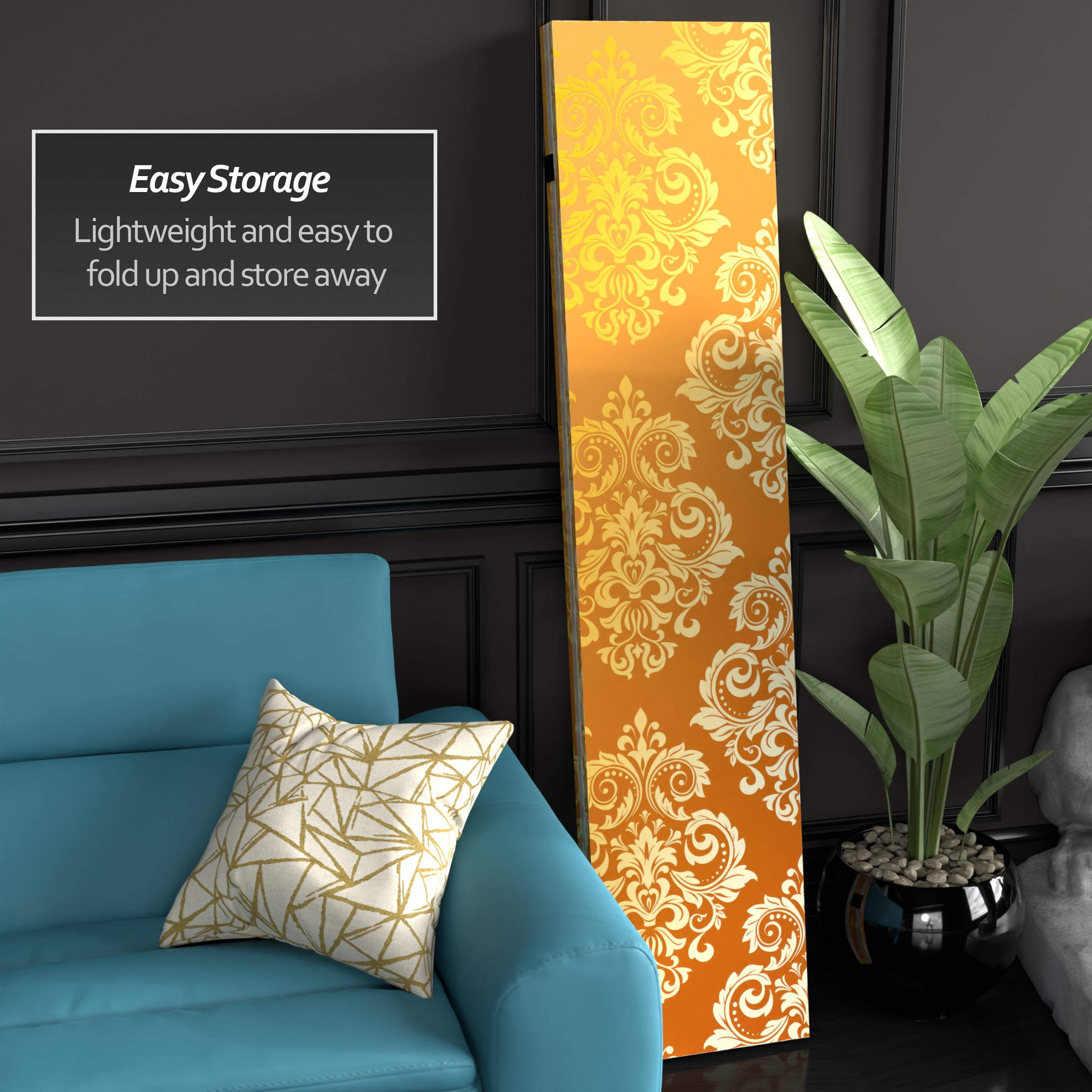 Oriental Furniture 6 ft. Tall Double Sided Baroque Wallpaper Canvas Room Divider
