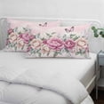 thumbnail image 4 of Watercolor Pink Floral Standard Size Pillow Cover,Pillowcase Protectors with Zipper,Breathable Decorative Throw Pillow Case Cover,Spring Romantic Roses Butterfly Pillow Shams for Couch Sofa 20x26Inch, 4 of 8