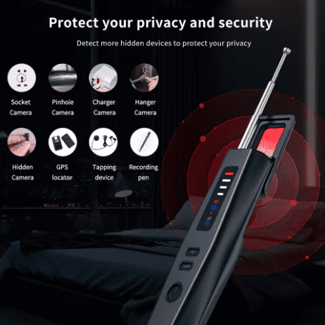 Hidden Camera Detector, Infrared Scanning, GPS & Eavesdropping Detection, Adjustable Sensitivity, for Hotel/Car/Room Privacy