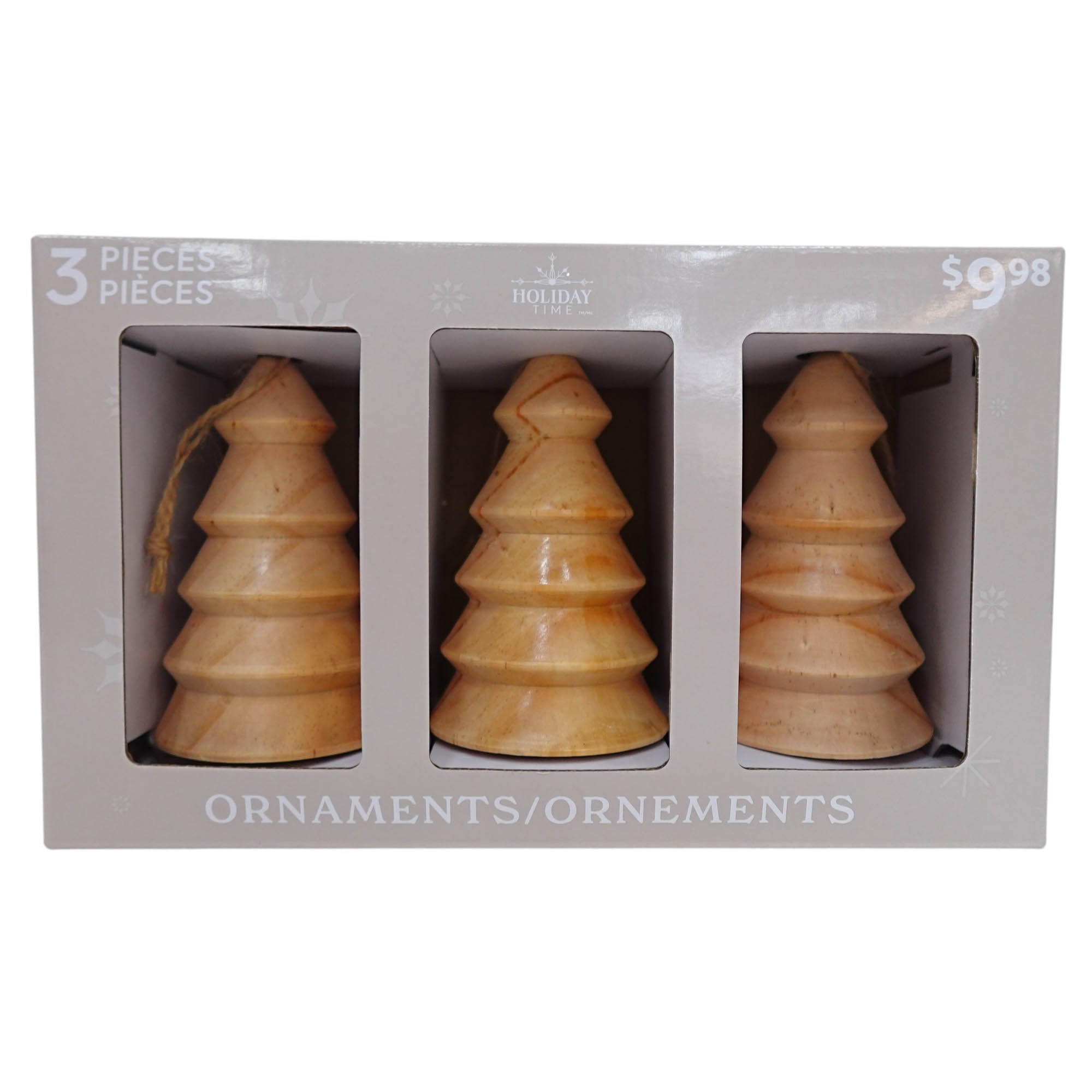 Holiday Time 3PK Natural Wood Tree Ornament