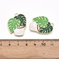 thumbnail image 3 of 5pcs Alloy Enamel Pendants Cadmium Free & Lead Free Pot Culture with Leaf Light golden Lawn Green 29.5x23x1.5mm Hole: 2mm, 3 of 3