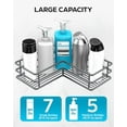 thumbnail image 4 of Adhesive Corner Shower Caddy Shelf Basket Rack with Hooks, Rust Proof Stainless Steel Bathroom Shelf Shampoo Holder No Drilling (Gray), 4 of 8