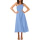 thumbnail image 3 of TRKIYQC vestidos largos acampanados para mujer 2022, verano sin mangas de un hombro fruncido Color sólido recorte de una pieza TRKIYQC casual, 3 of 6