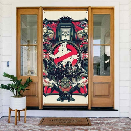 Ghostbusters Door Cover Decorated Banner Tapestry Home Decoration Holiday Party Supplies Door Banner Porch Sign Banner 72.8 x 35.4 Inch