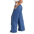 thumbnail image 5 of Abomasnow Womens Parachute Pants Y2K Side Striped Wide Leg Sweatpants Elastic Drawstring Waist Jogger Pants with Pockets, 5 of 6