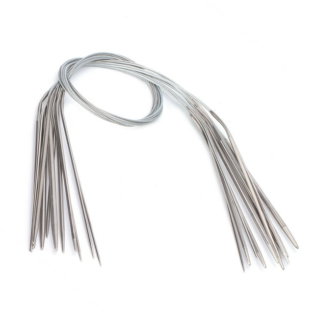 Smooth Stainless Steel Circular Knitting Needles Set, Durable Yarn Sliding Tips with Comfortable Grip for Basic Projects, Convenient Size Selection