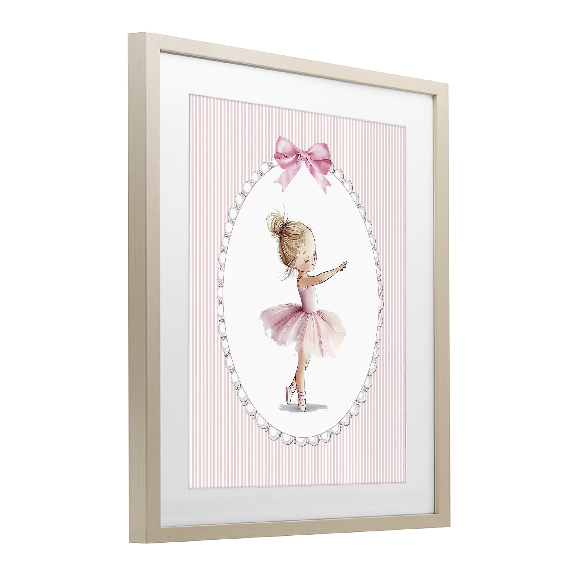 Stupell Industries Blush Pink Ballerina Birch Framed Print Under Glass, design by Christine Simpson Art