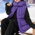 thumbnail image 4 of Kids Puffer Vest Girls Detachable Hood Sleeveless Padded Gilet Zip Snap Cargo Flap Pockets Adjustable Waist Warm Winter Outerwear Waistcoat, 4 of 7