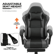 MoNiBloom Swivel Gaming Chair, Reclining Computer Chair with Footrest and Lumbar Support, Adjustable Office Chair with Headrest, Black